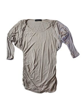 Seductions Taupe Ruched Side Dolman Sleeve Top - M